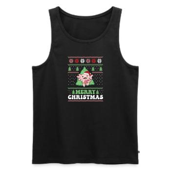 Joyeux Noël rétro moche Noël Axolotl - Débardeur bio Premium Homme - noir - Devant - Michal (187cm)