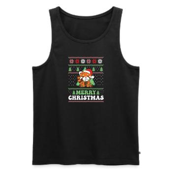 Joyeux Noël rétro moche Noël Panda roux - Débardeur bio Premium Homme - noir - Devant - AI Model Male 178 light (178cm)