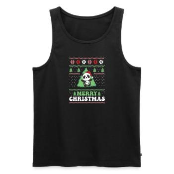 Merry Christmas retro ugly christmas Panda - Men's Premium Organic Tank Top - black - Front - Michal (187cm)