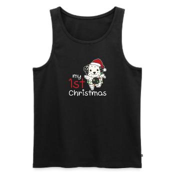 Chiens de Noël dalmates mon 1er Noël - Débardeur bio Premium Homme - noir - Devant - Michal (187cm)