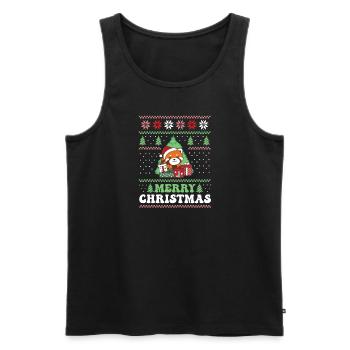 Joyeux Noël rétro moche Noël Panda roux - Débardeur bio Premium Homme - noir - Devant - AI Model Male 178 light (178cm)