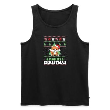 Merry Christmas retro ugly christmas fox - Men's Premium Organic Tank Top - black - Front - AI Model Male 178 light (178cm)