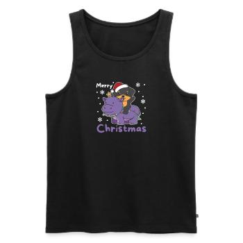 Christmas Hippo Rottweiler Merry Christmas Dog - Men's Premium Organic Tank Top - black - Front - Michal (187cm)