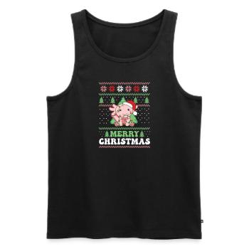 Joyeux Noël rétro moche Noël Axolotl - Débardeur bio Premium Homme - noir - Devant - Michal (187cm)