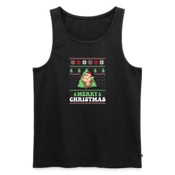 Joyeux Noël rétro moche singes de Noël - Débardeur bio Premium Homme - noir - Devant - Michal (187cm)