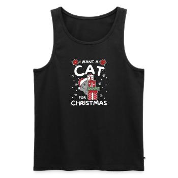 I want a cat for Christmas cute cats - Men's Premium Organic Tank Top - black - Front - AI Model Male 178 light (178cm)