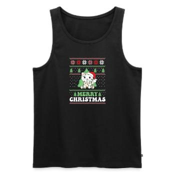 Merry Christmas retro ugly christmas Katze - Männer Premium Bio Tank Top - Schwarz - Vorne - Michal (187cm)