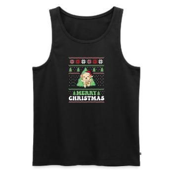 Joyeux Noël rétro moche Noël Labrador - Débardeur bio Premium Homme - noir - Devant - Michal (187cm)