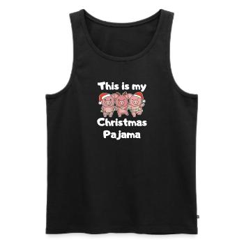 Pig Christmas Pajamas Cute Pigs - Men's Premium Organic Tank Top - black - Front - Michal (187cm)