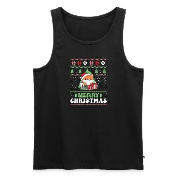 Merry Christmas retro ugly christmas fox - Men's Premium Organic Tank Top - black - Front - AI Model Male 178 light (178cm)