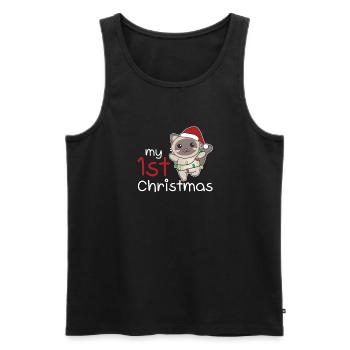 Chat de Noël Chats mon 1er Noël - Débardeur bio Premium Homme - noir - Devant - Michal (187cm)
