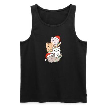 Cat Christmas Tree Christmas Animals Cats - Men's Premium Organic Tank Top - black - Front - Michal (187cm)