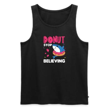 Süßer Hai lustige Tiere in Donut pink - Männer Premium Bio Tank Top - Schwarz - Vorne - Michal (187cm)