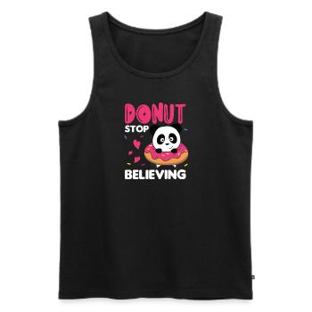 Cute panda funny animals in donut pun - Men's Premium Organic Tank Top - black - Front - AI Model Male 178 light (178cm)