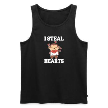 Affe zum Valentinstag ich stehle Herzen - Männer Premium Bio Tank Top - Schwarz - Vorne - Michal (187cm)