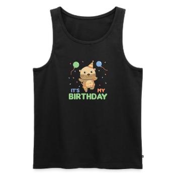 Loutre pour l’anniversaire des enfants c’est mon anniversaire - Débardeur bio Premium Homme - noir - Devant - Michal (187cm)