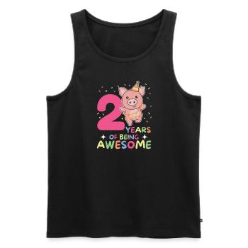 Cochon pour 2ème anniversaire Enfants de deux ans - Débardeur bio Premium Homme - noir - Devant - Michal (187cm)