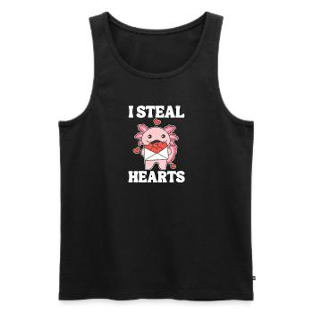 Axolotl zum Valentinstag ich stehle Herzen - Männer Premium Bio Tank Top - Schwarz - Vorne - Michal (187cm)