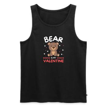 Bär zum Valentinstag süße Tiere mit Herzen - Männer Premium Bio Tank Top - Schwarz - Vorne - Michal (187cm)