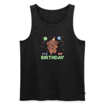 Labrador pour les enfants d’anniversaire c’est mon anniversaire - Débardeur bio Premium Homme - noir - Devant - AI Model Male 178 light (178cm)