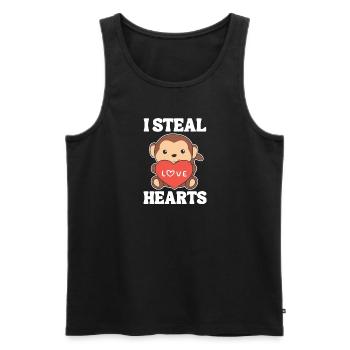 Affe zum Valentinstag ich stehle Herzen - Männer Premium Bio Tank Top - Schwarz - Vorne - Michal (187cm)