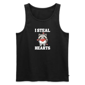 Waschbär zum Valentinstag ich stehle Herzen - Männer Premium Bio Tank Top - Schwarz - Vorne - Michal (187cm)