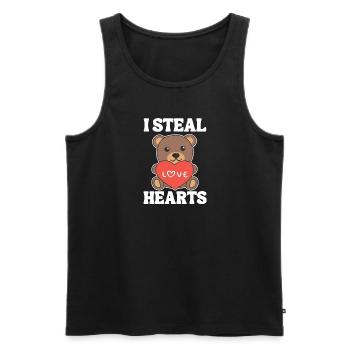 Bär zum Valentinstag ich stehle Herzen - Männer Premium Bio Tank Top - Schwarz - Vorne - Michal (187cm)