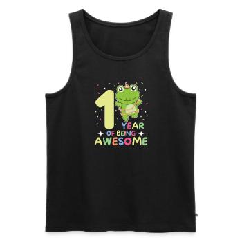 Grenouille pour le 1er anniversaire des enfants d’un an - Débardeur bio Premium Homme - noir - Devant - AI Model Male 178 light (178cm)