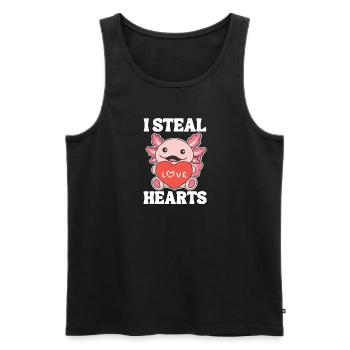 Axolotl zum Valentinstag ich stehle Herzen - Männer Premium Bio Tank Top - Schwarz - Vorne - Michal (187cm)