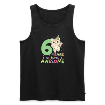 Cat for 6th birthday children six years old - Men's Premium Organic Tank Top - black - Front - AI Model Male 178 light (178cm)