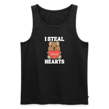 Quokka zum Valentinstag ich stehle Herzen - Männer Premium Bio Tank Top - Schwarz - Vorne - Michal (187cm)