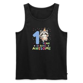 Raccoon for the 1st birthday for children one year old - Men's Premium Organic Tank Top - black - Front - AI Model Male 178 light (178cm)