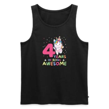 Einhorn zum 4. Geburtstag Kinder vier Jahre alt - Männer Premium Bio Tank Top - Schwarz - Vorne - AI Model Male 178 light (178cm)