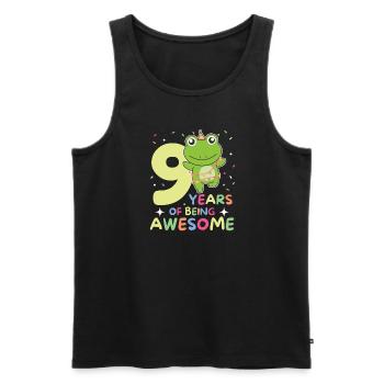 Grenouille pour 9e anniversaire Enfants de neuf ans - Débardeur bio Premium Homme - noir - Devant - AI Model Male 178 light (178cm)