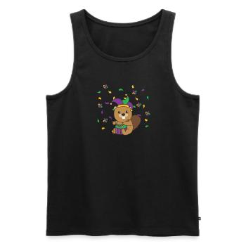 Fasching Biber mit Trommel Faschings Kostüm - Männer Premium Bio Tank Top - Schwarz - Vorne - AI Model Male 178 light (178cm)
