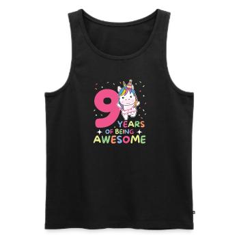 Licorne pour les enfants de 9e anniversaire de neuf ans - Débardeur bio Premium Homme - noir - Devant - Michal (187cm)