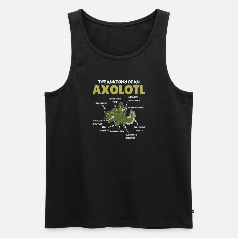Axolotl Explication Anatomie d’un Axolotl - Débardeur bio Premium Homme - noir