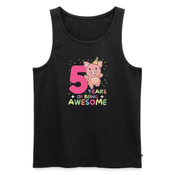 Cochon pour les 5 ans Enfants de cinq ans - Débardeur bio Premium Homme - noir - Devant - Michal (187cm)