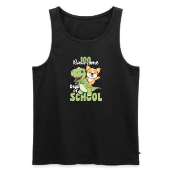 100 rawrsome days of school Corgi Trex 100 Days - Men's Premium Organic Tank Top - black - Front - Michal (187cm)