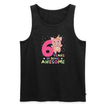 Cochon pour 6e anniversaire Enfants de six ans - Débardeur bio Premium Homme - noir - Devant - Michal (187cm)