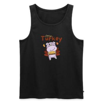 Tenues du jour de Thanksgiving Petit hippopotame de dinde - Débardeur bio Premium Homme - noir - Devant - Michal (187cm)