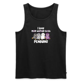 Asexual Flag Pride LGBTQ süßer Pinguin - Männer Premium Bio Tank Top - Schwarz - Vorne - Michal (187cm)