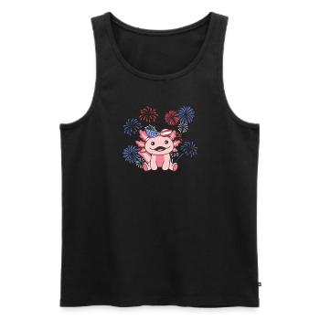 4 juillet American Axolotl for Kids USA - Débardeur bio Premium Homme - noir - Devant - AI Model Male 178 light (178cm)