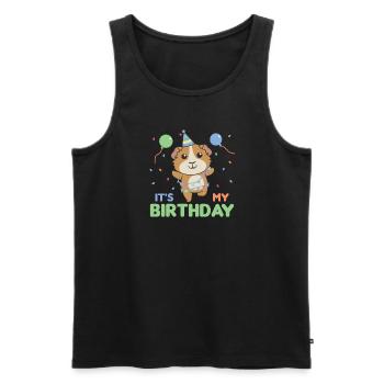 Cochon d’Inde pour l’anniversaire des enfants c’est mon - Débardeur bio Premium Homme - noir - Devant - Michal (187cm)