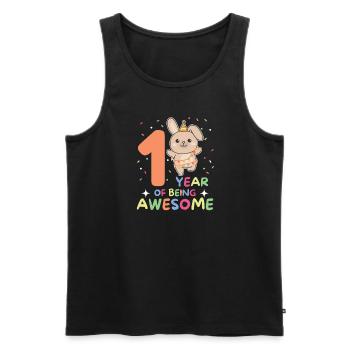 Rabbit for the 1st birthday for children one year old - Men's Premium Organic Tank Top - black - Front - AI Model Male 178 light (178cm)