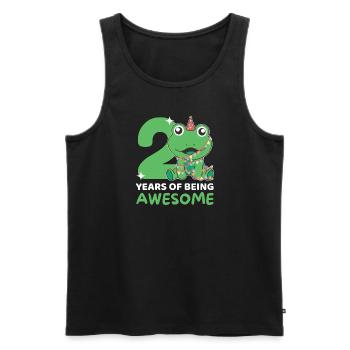 Grenouille pour le 2ème anniversaire Enfants de deux ans - Débardeur bio Premium Homme - noir - Devant - AI Model Male 178 light (178cm)