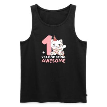 Cat for 1st birthday for children one year old - Men's Premium Organic Tank Top - black - Front - AI Model Male 178 light (178cm)