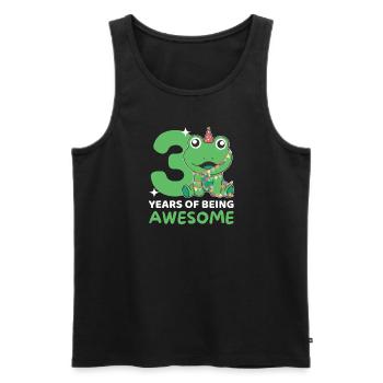 Grenouille pour 3ème anniversaire Enfants de trois ans - Débardeur bio Premium Homme - noir - Devant - AI Model Male 178 light (178cm)