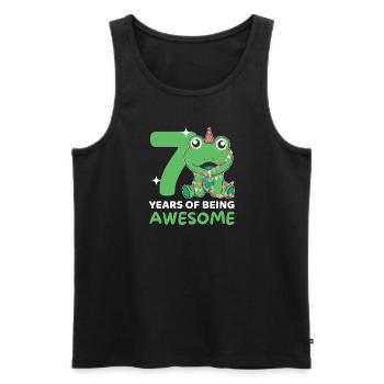 Grenouille pour 7e anniversaire Enfants de sept ans - Débardeur bio Premium Homme - noir - Devant - AI Model Male 178 light (178cm)