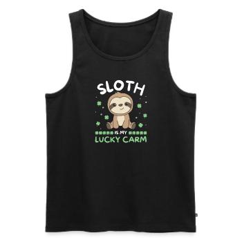 Sloth is my lucky carm Clover St Patricks - Men's Premium Organic Tank Top - black - Front - Michal (187cm)